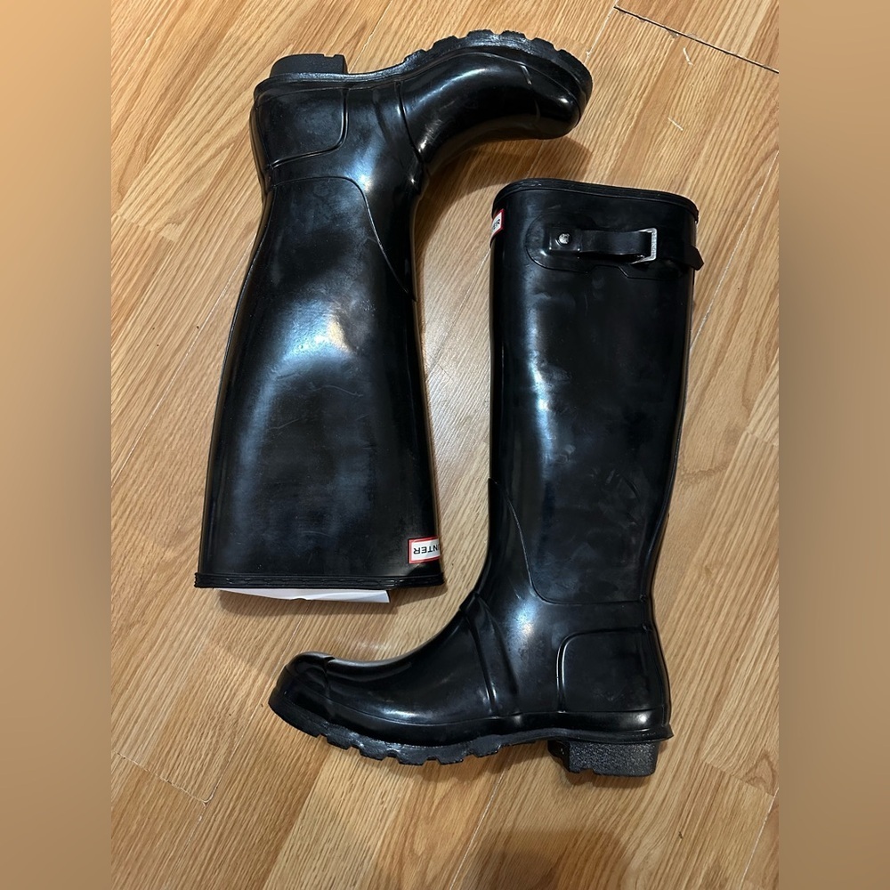 Hunter Womens Black Rubber Rain BOOTS Original Tall 10 Med Wft1000rma - Picture 2 of 8